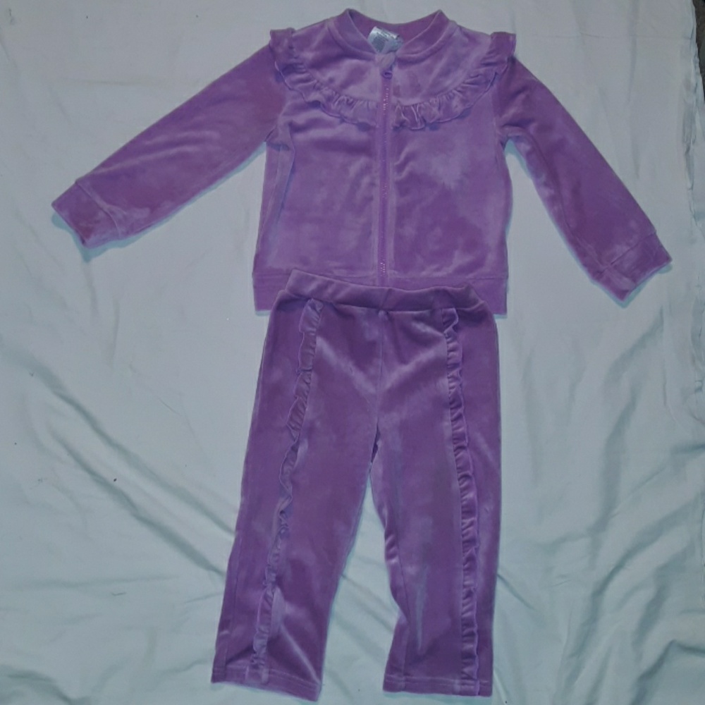Girls 24mnth lavender pink velour top & bottom